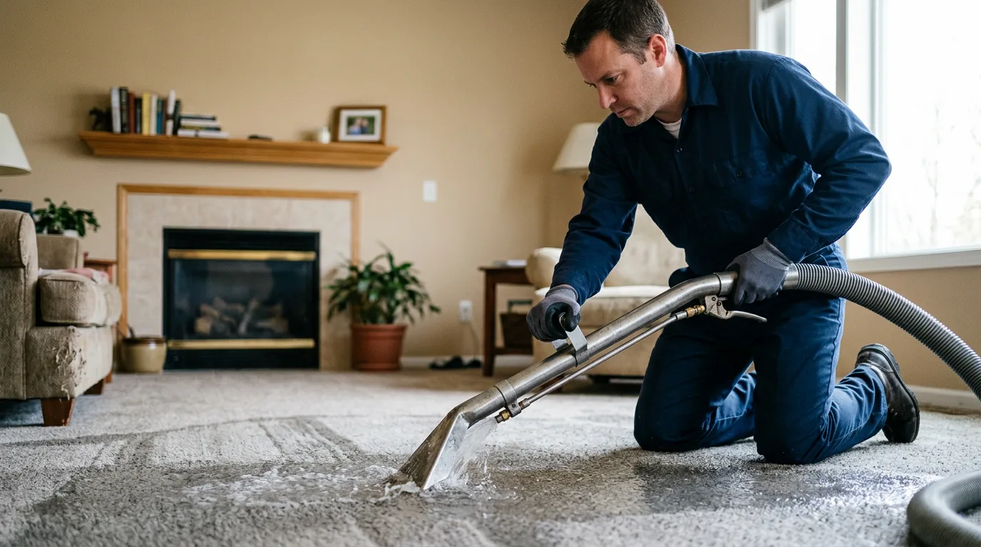Water damage restoration technician working near Princeton, IN